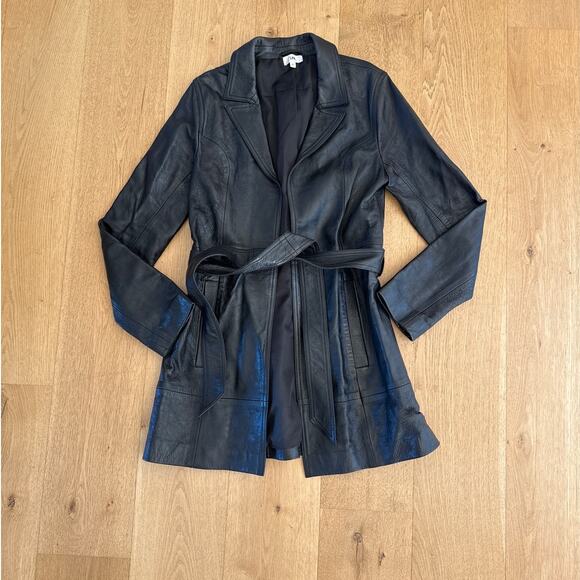 LPA Leather Jacket Tie Waist Size S Black - Picture 1 of 4